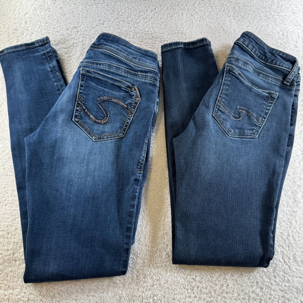 Silver Jeans‎ Suki Skinny Bundle Lot (2) 27x31 Stretch Medium Wash Denim Women